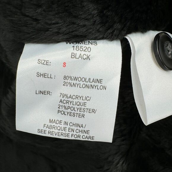 WOOLRICH Black White Plaid Faux Fur Lined Wool Vest Size S - Picture 8 of 8